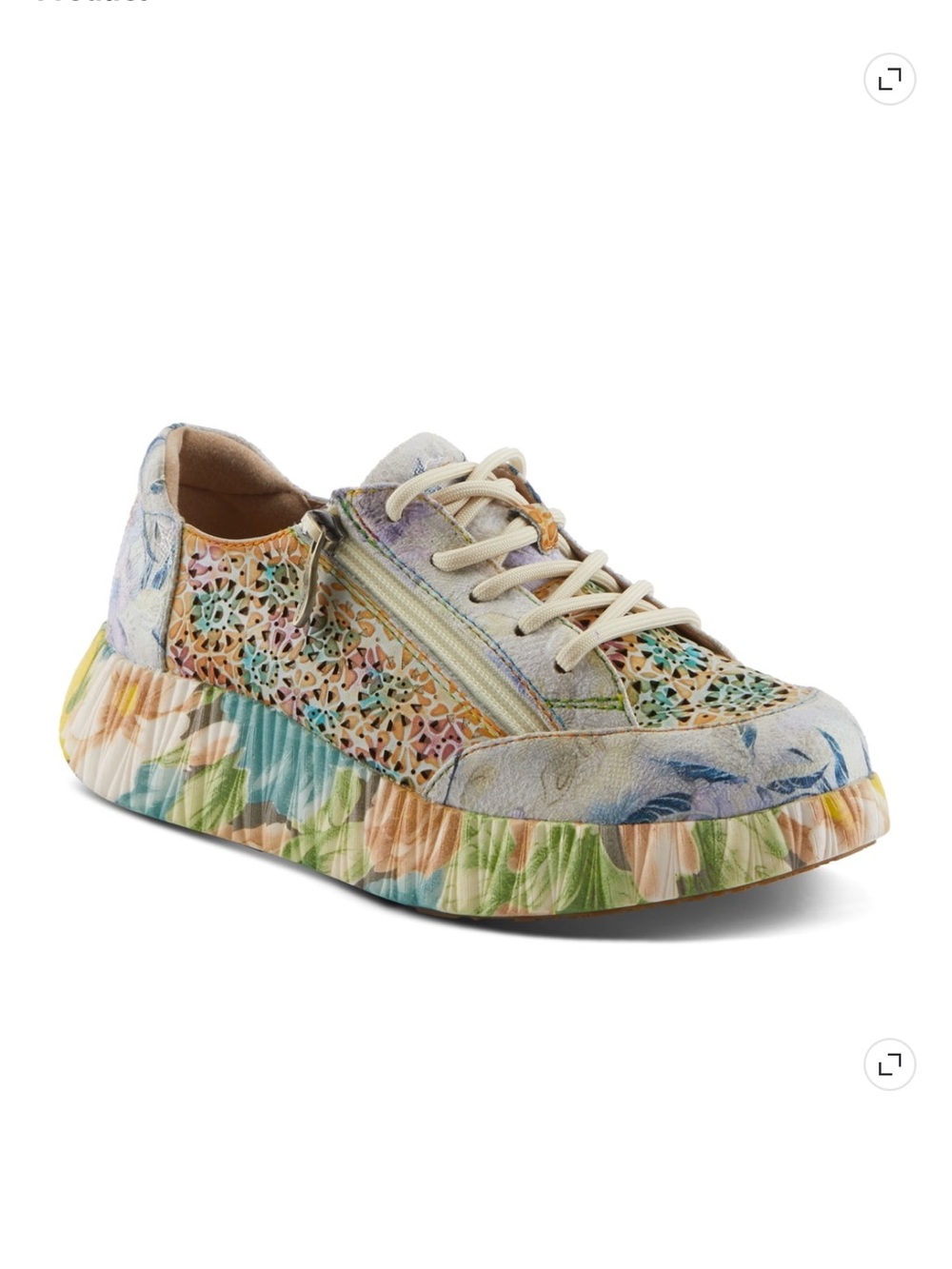 L'ATISTE Printed Leather Lace-Up Casual Shoes